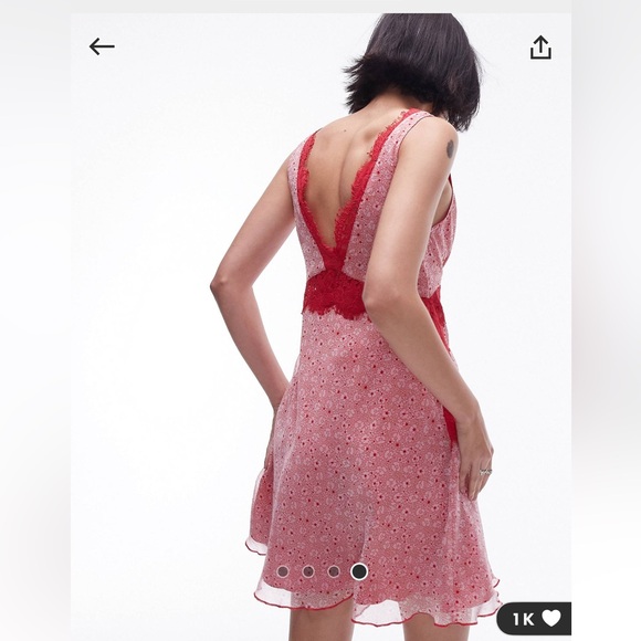Topshop Red Floral Minidress - Picture 3 of 5